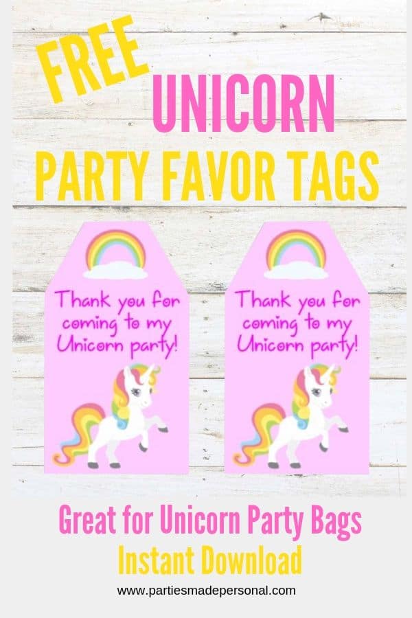 unicorn thank you tags free printable parties made personal