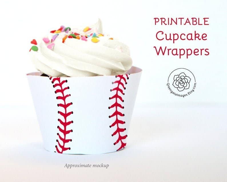 Baseball Cupcake Toppers Free Printable - Paper Trail Design