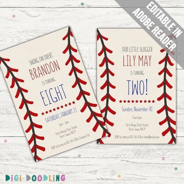 Baseball Birthday Party Invitation - Free Printable - M. Gulin -  Papercrafts Prints and More