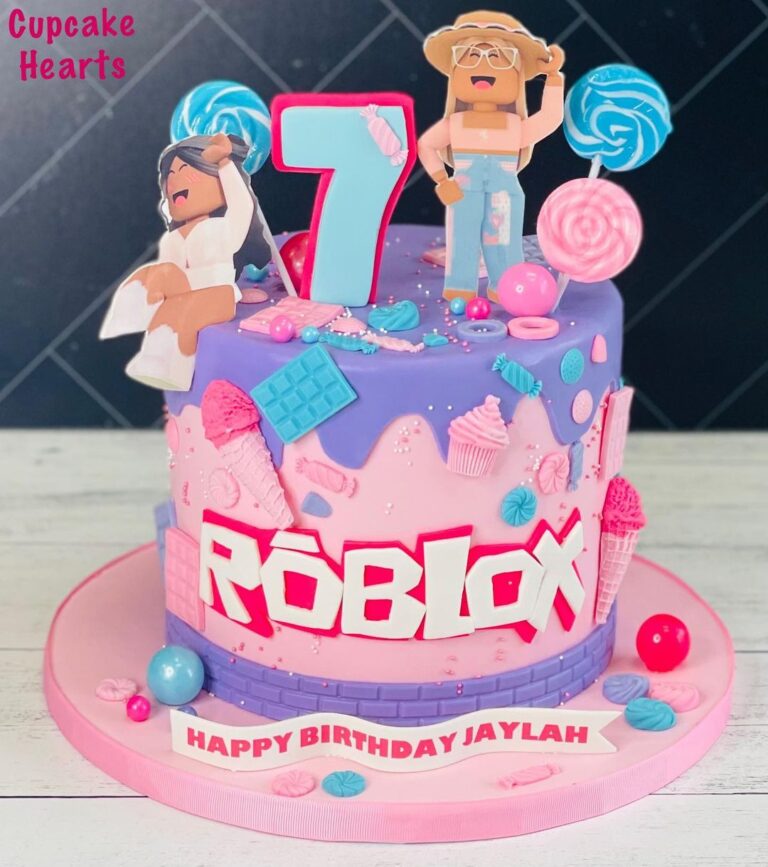 Fun Roblox Birthday Cake Ideas Parties Made Personal Roblox Cake Girl 768x867 