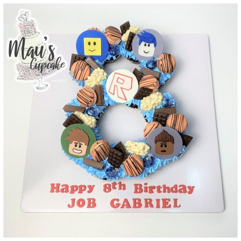 Fun Roblox Birthday Cake Ideas Parties Made Personal Roblox Cupcake Cake 768x768 
