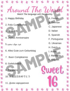 Sweet 16 Party Games - Free Printables | Parties Made Personal