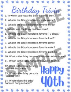 40th Birthday Party Games - Free Printables for 2024 | Parties Made ...