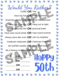 Free Printable 50th Birthday Party Games | Parties Made Personal