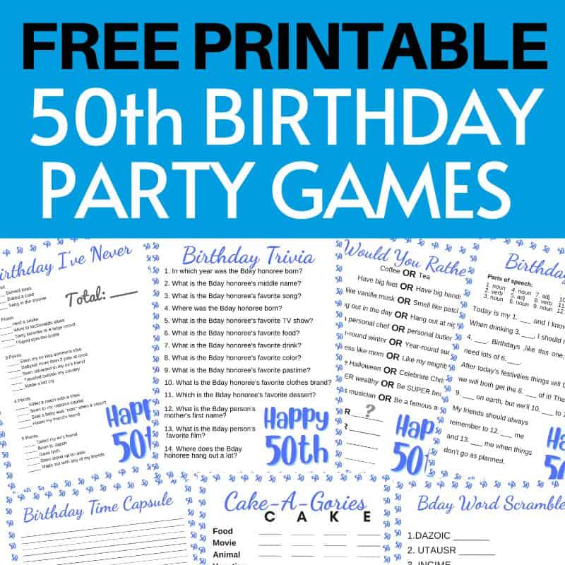 50th Birthday Party Games Free Printables for 2023 Parties Made