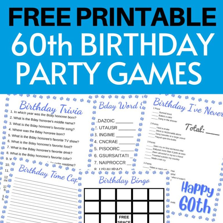 60th Birthday Party Games - Free Printables | Parties Made Personal