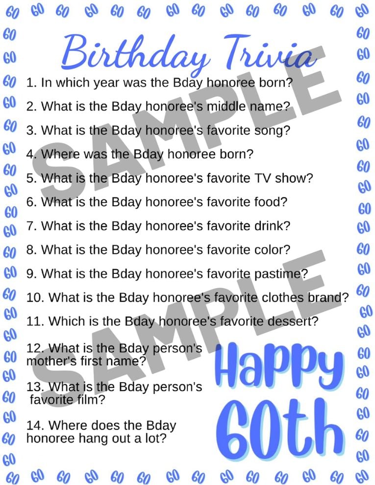 60th Birthday Party Games Free Printables Parties Made Personal