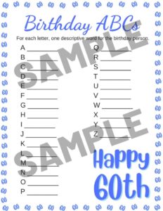 60th Birthday Party Games - Free Printables | Parties Made Personal