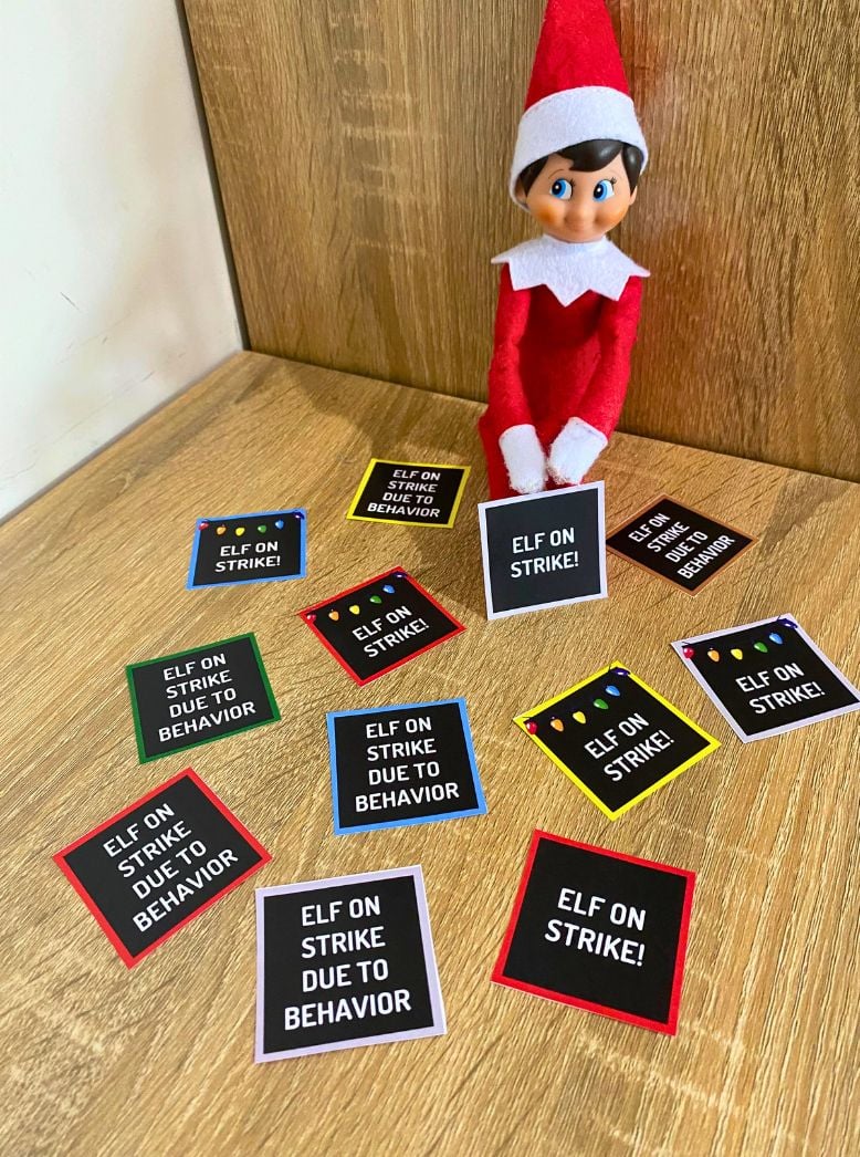 Free Printable Elf on Strike Signs for Bad Behavior Parties Made Personal